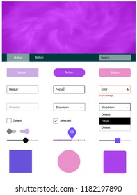 Light Pink, Blue vector design ui kit with universe stars. Simple Material Design Kit with colorful clouds in header. This template you can use for landing pages.