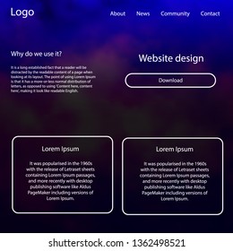 Light Pink, Blue vector design ui kit with universe stars. Colorful ui/ux kit with header consisted of clouds & stars. Simple colorful design for websites.