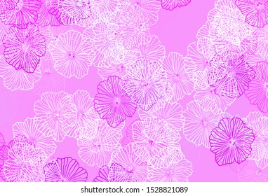 Light Pink, Blue vector doodle layout with leaves. Abstract illustration with flowers in doodles style. Textured pattern for websites, banners.