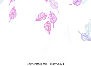 Light Pink, Blue vector doodle pattern. Creative illustration in simple style with leaves. Doodle design for your web site.