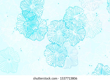 Light Pink, Blue vector doodle backdrop with leaves. Doodle illustration of flowers in Origami style. New template for your brand book.