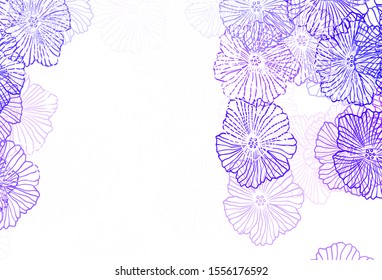 Light Pink, Blue vector doodle background with leaves. Sketchy doodle flowers on white background. A new texture for your wallpaper design.