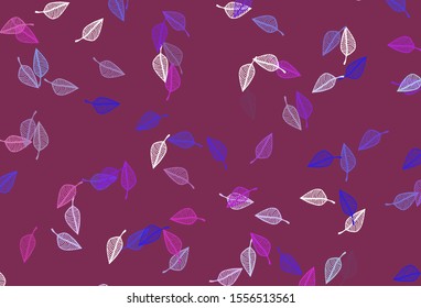 Light Pink, Blue vector doodle pattern. Doodle illustration of leaves in Origami style with gradient. The textured pattern for website.
