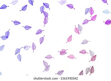 Light Pink, Blue vector doodle pattern. Doodle illustration of leaves in Origami style with gradient. The textured pattern for website.