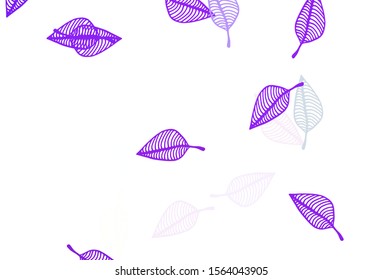 Light Pink, Blue vector doodle template. Shining colorful illustration with leaves in doodle style. Pattern for coloring books and pages for kids.
