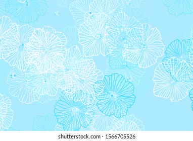 Light Pink, Blue vector doodle template with leaves. Brand new colored illustration with flowers. Hand painted design for web, wrapping.