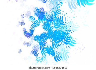 Light Pink, Blue vector doodle pattern with leaves. A vague abstract illustration with leaves in doodles style. New design for your business.