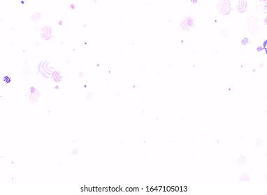 Light Pink, Blue vector doodle layout with leaves. Colorful abstract illustration with leaves in doodle style. Doodle design for your web site.
