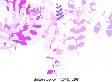 Light Pink, Blue vector doodle texture with leaves. leaves on elegant natural pattern with gradient. Textured pattern for websites, banners.