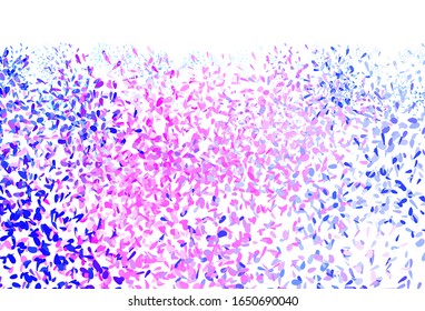 Light Pink, Blue vector doodle background with leaves. Doodle illustration of leaves in Origami style with gradient. Hand painted design for web, leaflets.