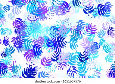 Textura de doodle de color rosa claro, azul vectorial con hojas. Dibujo abstracto geométrico moderno con hojas. Patrón para los jefes de sitios web, diseños.