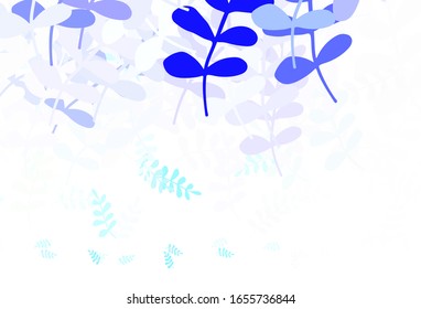 Light Pink, Blue vector doodle background with leaves. Decorative illustration with doodles on abstract template. Doodle design for your web site.