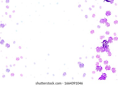 Fondo de doodle azul, de color rosa claro y vectorial con hojas. Ilustración creativa en estilo borroso con hojas. Patrón texturizado para sitios web, banners.