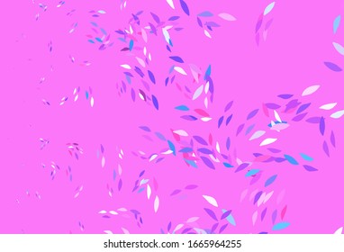 Light Pink, Blue vector doodle pattern with leaves. leaves on blurred abstract background with gradient. Pattern for wallpapers, coloring books.