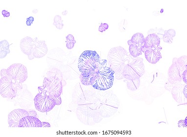 Light Pink, Blue vector doodle background with flowers. Brand new colored illustration with flowers. New template for your brand book.