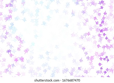 Light Pink, Blue vector doodle texture with branches. Abstract illustration with leaves, branches in doodles style. New template for your brand book.