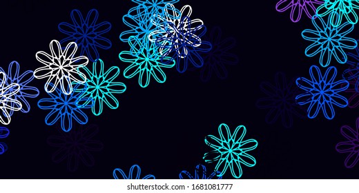 Diseño de doodle de vector azul claro con flores. Flores abstractas de color degradado sobre un fondo sencillo. Diseño inteligente para folletos, libros.