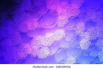 Light Pink, Blue vector doodle blurred background. Sketchy doodles with flowers on blurred background. A completely new design for your business.