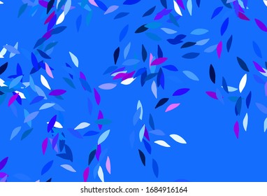 Light Pink, Blue vector doodle layout with leaves. Creative illustration in blurred style with leaves. Brand new design for your business.