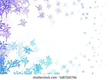 Light Pink, Blue vector doodle pattern with branches. Glitter abstract illustration with leaves and branches. Textured pattern for websites, banners.