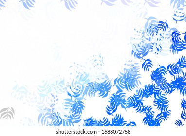 Light Pink, Blue vector doodle template with leaves. A vague abstract illustration with leaves in doodles style. Hand painted design for web, wrapping.