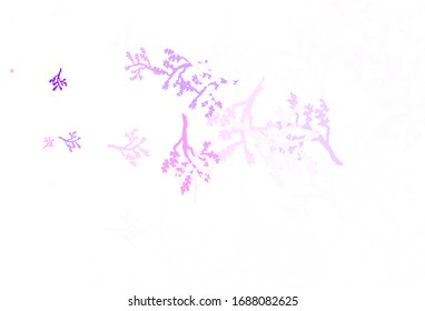 Light Pink, Blue vector doodle template with branches. Illustration with doodles on abstract template. Hand painted design for web, leaflets.