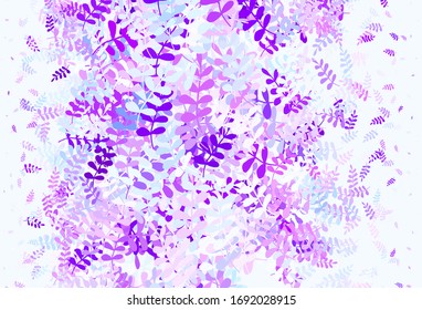 Light Pink, Blue vector doodle pattern with leaves. An elegant bright illustration with leaves in Natural style. Brand new style for your business design.