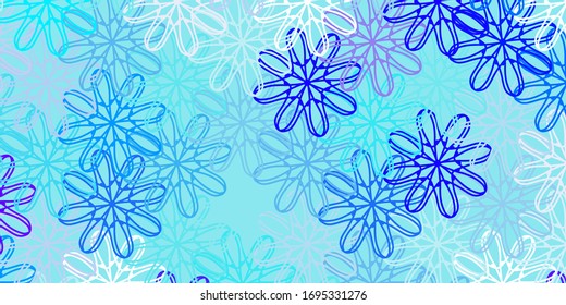 Light Pink, Blue vector doodle pattern with flowers. Simple design with flowers on abstarct background. Pattern for website designs.