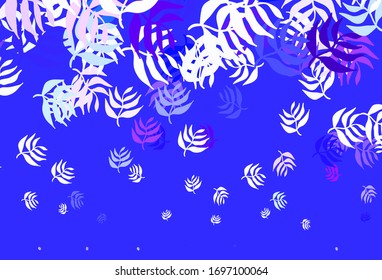 Light Pink, Blue vector doodle pattern with leaves. An elegant bright illustration with leaves in Natural style. Elegant pattern for your brand book.