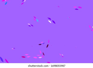 Fondo de doodle de color rosa claro, azul vectorial con hojas. Ilustración colorida en estilo doodle con hojas. Nuevo diseño para su negocio.