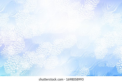 Light Pink, Blue vector doodle blurred template. Shining colored illustration with flowers in doodle style. Hand painted design for web, leaflet, textile.