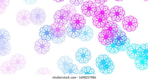 Light Pink, Blue vector doodle template with flowers. Simple colored illustration with abstarct flowers. Brand new business design.