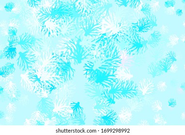 Light Pink, Blue vector doodle background with branches. Colorful abstract illustration with leaves in doodle style. Template for backgrounds of cell phones.