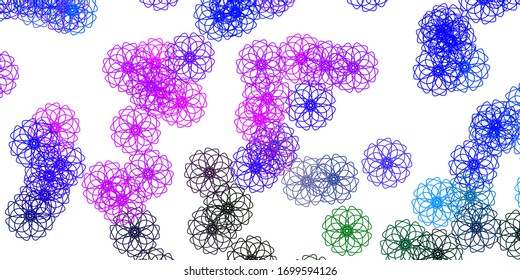 Light Pink, Blue vector doodle template with flowers. Abstract illustration with flowers in Origami style. Smart design for leaflets, books.