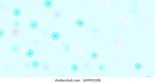 Light Pink, Blue vector doodle pattern with flowers. Illustration with abstract colorful flowers with gradient. Pattern for women day promotion.