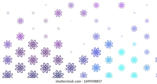 Tejido de doodle azul rosa claro con flores. Ilustración con flores coloridas abstractas con gradiente. Nuevo diseño comercial.