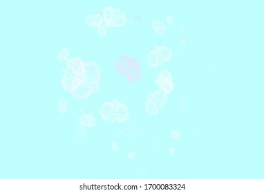 Light Pink, Blue vector doodle pattern with flowers. Colorful illustration in doodle style with flowers. Pattern for wallpapers, coloring books.