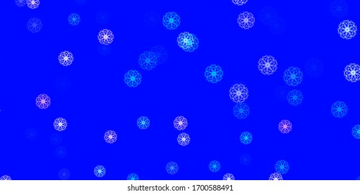 Light Pink, Blue vector doodle texture with flowers. Simple colored illustration with abstarct flowers. Brand new business design.