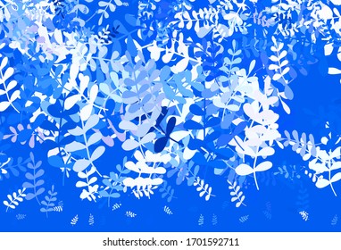 Light Pink, Blue vector doodle pattern with leaves. An elegant bright illustration with leaves in Natural style. A new texture for your wallpaper design.