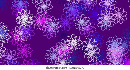 Light Pink, Blue vector doodle texture with flowers. Simple design with flowers on abstarct background. Smart design for wrapping, wallpapers.