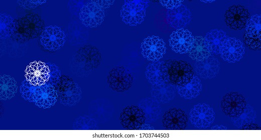 Hellrosa, blaues Vektorillustration-Doodle-Muster mit Blumen. Modernes Design mit Farbverlauf-Blumen auf abstraktem Hintergrund. Muster für Frauentag-Beförderung.