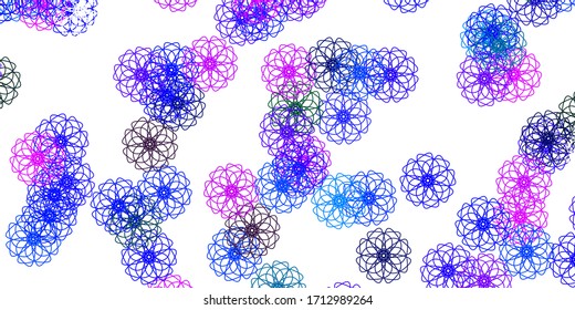 Light Pink, Blue vector doodle template with flowers. Abstract illustration with flowers in Origami style. Smart design for leaflets, books.