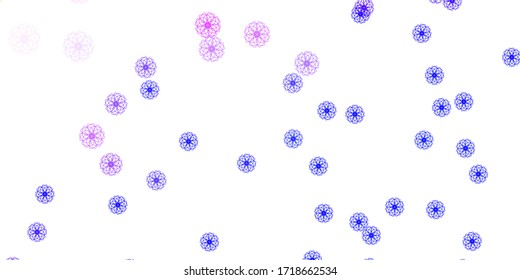 Light Pink, Blue vector doodle texture with flowers. Abstract illustration with flowers in Origami style. Pattern for women day promotion.