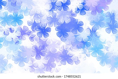 Light Pink, Blue vector doodle layout with flowers Doodle illustration of flowers in Origami style. Brand new style for your business design.