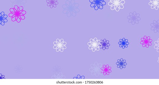 Light Pink, Blue vector doodle background with flowers. Abstract illustration with flowers in Origami style. Brand new business design.