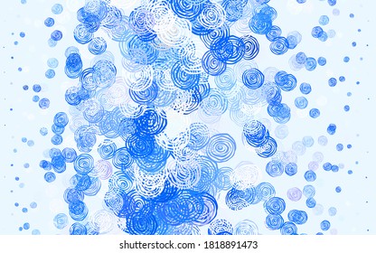 Light Pink, Blue vector doodle background with roses. Glitter abstract illustration with flowers. Hand painted design for web, wrapping.