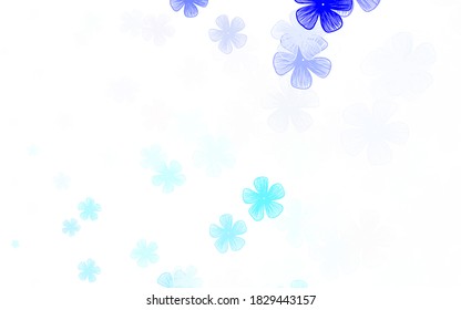 Doodle de color rosa claro, azul vectorial con flores. Ilustración abstracta con flores en estilo doodles. Patrón elegante para tu libro de marca.