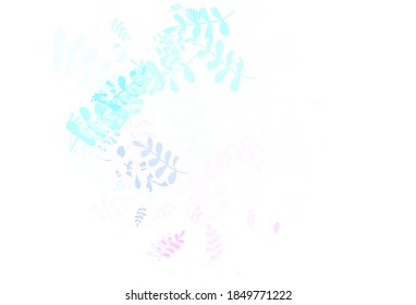 Hellrosa, blaues Vektor-Doodle-Muster mit Blättern. Neue farbige Illustration im Doodle-Stil mit Blättern. Muster für Kopf der Websites, Designs.