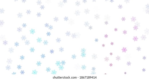 Light pink, blue vector doodle texture with flowers. Abstract illustration with flowers in Origami style. Smart design for wrapping, wallpapers.