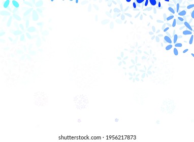 Patrón de doodle de vector azul y rosa claro con hojas. Ilustración decorativa con garabatos en plantilla abstracta. Nuevo diseño para su negocio.